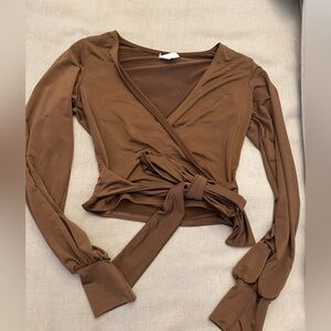 Elegant Brown Wrap Top